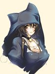  bad_id bad_pixiv_id breasts brown_eyes brown_hair choker cleavage copyright_request hat hayama_kazusa large_breasts short_hair solo 