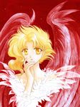  angel blonde_hair clamp earrings highres jewelry kohaku kohaku_(wish) wings wish yellow_eyes 