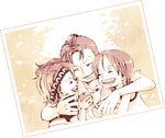  bad_id bad_pixiv_id bellemere child futomaki hug mohawk monochrome multiple_girls nami_(one_piece) nojiko one_piece photo_(object) sepia 