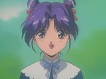  cap fushigi_yuugi kourin odango open_mouth purple_hair 