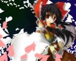  bad_id bad_pixiv_id black_hair hakurei_reimu long_hair petals ribbon sakakibara_rinnosuke solo touhou 