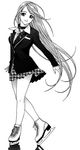  akashiya_moka artist_request cross greyscale ice_skates legs long_hair monochrome rosario+vampire skates skirt solo very_long_hair 