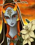  flower front_ponytail grey_skin hood long_hair lovamaru midna midna_(true) orange_hair red_eyes solo spoilers the_legend_of_zelda the_legend_of_zelda:_twilight_princess 