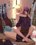  anal bad_id bad_pixiv_id barefoot bed blonde_hair blue_eyes blush bracelet breath crossed_ankles feet flynn_scifo from_behind full_body jewelry keiko_rin leg_lock long_hair long_legs male_focus multiple_boys nude on_bed open_mouth purple_hair sex sitting straddling sweat tales_of_(series) tales_of_vesperia tears tissue torogao upright_straddle wanted weapon yaoi yuri_lowell 