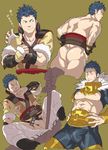  arm_belt arm_guards armor ass bad_id bad_pixiv_id bara belt blood bloody_nose blue_hair blush boots censored collarbone cosplay covering_mouth cropped_legs eudes_(fire_emblem) fire_emblem fire_emblem:_kakusei frown fundoshi fur_trim hands_on_hips holding holding_sword holding_weapon injury japanese_clothes jewelry knee_boots looking_to_the_side male_focus male_pubic_hair multiple_persona muscle neck_ring nezumi_ranna pants pubic_hair sheath short_hair smirk surprised sweatdrop sword testicles torn_clothes unsheathing weapon 