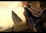  bad_id bad_pixiv_id blonde_hair boots building cape chocobo cidolfus_orlandeau cloud cloudy_sky dutch_angle final_fantasy final_fantasy_tactics from_behind letterboxed long_hair looking_at_viewer looking_back multiple_boys orator_(fft) ponytail ramza_beoulve riku_(wana) sky solo_focus standing thigh_boots thighhighs tower white_mage white_mage_(fft) 