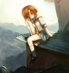  bad_id bad_pixiv_id blue_eyes broiler brown_hair higurashi_no_naku_koro_ni landfill orange_hair ryuuguu_rena school_uniform serafuku solo 