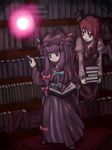  bad_id bad_pixiv_id book hat head_wings koakuma library long_hair multiple_girls patchouli_knowledge purple_hair red_hair ribbon touhou voile wings yoshitsuna 