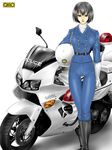  artist_request black_eyes black_hair boots copyright_request gloves ground_vehicle helmet motor_vehicle motorcycle police police_uniform policewoman short_hair solo traffic_officer uniform 