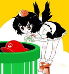  black_wings camera choborau_nyopomi crossover disposable_camera geta hat mario mario_(series) shameimaru_aya super_mario_bros. tengu-geta touhou wings 