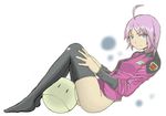  ahoge bad_id bad_pixiv_id blue_eyes gundam gundam_seed gundam_seed_destiny hagiwara haro lunamaria_hawke purple_hair short_hair solo thighhighs 