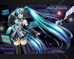  aqua_eyes aqua_hair detached_sleeves hatsune_miku headphones long_hair microphone necktie panties skirt solo striped striped_panties thighhighs twintails underwear vocaloid wallpaper yuuse_kouichi 