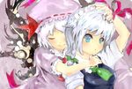  hat hug izayoi_sakuya maid multiple_girls remilia_scarlet ribbon sigeyama touhou wings 