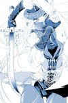  bad_id bad_pixiv_id blue blue_mage elf elvaan final_fantasy final_fantasy_xi gloves monochrome pinky_out pointy_ears solo sword thigh_gap toroshio weapon 