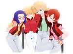  asagi_caldwell blonde_hair blue_eyes blue_hair cagalli_yula_athha closed_eyes coat glasses gloves gundam gundam_seed jacket juri_wu_nien mayura_labatt miito_shido multiple_girls red_eyes red_hair short_hair 