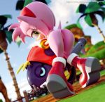  3d_(artwork) amy_rose anthro anus bent_over boots bracelet butt clothing digital_media_(artwork) eyelashes female footwear fur gloves green_eyes hairband hedgehog jewelry looking_at_viewer looking_back mammal mostly_nude pink_fur pussy solo sonic_(series) telehypnotic url 