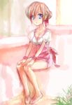  anna_miller breasts cleavage copyright_request medium_breasts miniskirt mofmof_(sousa) ribbon skirt solo waitress 