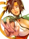  breasts brown_hair cleavage foreshortening hands happy headband large_breasts nene_(sengoku_musou) sengoku_musou sengoku_musou_2 short_hair smile solo tamachi_kuwa v 