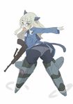  animal_ears ass bad_id bad_pixiv_id blonde_hair bren_gun glasses gun jitsu_hidari long_hair machine_gun panties panties_under_pantyhose pantyhose perrine_h_clostermann solo strike_witches striker_unit tail underwear weapon world_witches_series yellow_eyes 