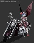  bad_id bad_pixiv_id bat_wings blue_hair ground_vehicle hat highres kikukawa_norihiko motor_vehicle motorcycle one_eye_closed red_eyes remilia_scarlet short_hair solo touhou wings 