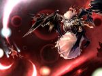  action battle danmaku duel flying hakurei_reimu multiple_girls remilia_scarlet suisa torn_wings touhou wings 