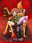  amagi_yukiko bad_id bad_pixiv_id boots candelabra chain dark_persona kuma_jet mannequin mask multiple_girls persona persona_4 satonaka_chie throne 