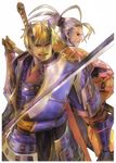  absurdres armor artist_request blonde_hair headband highres kaijin_no_souki male_focus multiple_boys nankoubou_tenkai onimusha onimusha:_dawn_of_dreams sword weapon 