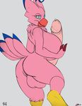  amber_eyes anthro avian ayah_(eradragon) badgerben balls big_breasts biyomon breasts colored digimon edit herm huge_breasts hyper hyper_breasts intersex looking_at_viewer penis plain_background pose pussy solo white_background yiffer 
