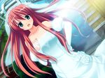  blue_eyes bride day dress game_cg gloves kamo_rikka long_hair narumi_suzune open_mouth outdoors prawf_clwyd red_hair solo souryuu wedding_dress 