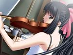  aoi_nagisa_(metalder) back black_eyes black_hair eshi_~kakusareta_omoi~ game_cg instrument looking_back narushima_hibiki ponytail solo violin 
