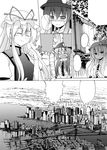  cityscape comic greyscale hat hinanawi_tenshi monochrome multiple_girls new_york real_world_location seo_tatsuya touhou yakumo_yukari 