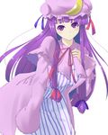  :&lt; bad_id bad_pixiv_id bow hair_ribbon hat highres long_hair muranisaki patchouli_knowledge pink_bow purple_eyes purple_hair ribbon solo touhou 