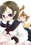  cat copyright_request glasses kaisanbutsu school_uniform solo 