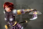  armor artist_request red_eyes red_hair sengoku_musou sengoku_musou_2 short_hair solo sword tachibana_ginchiyo weapon 