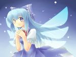  alternate_hairstyle bow cirno kakkou long_hair older solo touhou 