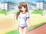  bekkankou brown_eyes brown_hair buruma fujieda_honami game_cg long_hair solo tsuki_wa_higashi_ni_hi_wa_nishi_ni 