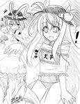  bdsm bondage bound food fruit greyscale hat hinanawi_tenshi keystone monochrome multiple_girls nagae_iku okitakung one-piece_swimsuit peach rope school_swimsuit shimenawa swimsuit touhou 