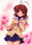  absurdres antenna_hair artist_request brown_eyes brown_hair clannad cover cover_page furukawa_nagisa highres hikarizaka_private_high_school_uniform official_art scan school_uniform solo 