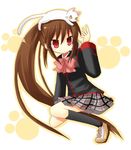  animal animal_on_head bow cat cat_on_head lennon little_busters! natsume_rin on_head pink_bow solo yuzuki_(yuduame) 