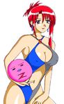  ball beachball blue_eyes breasts casual_one-piece_swimsuit cleavage covered_nipples forte_stollen galaxy_angel large_breasts lowres non-web_source normad one-piece_swimsuit red_hair solo swimsuit 