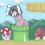  artist_request bad_id bad_pixiv_id goomba inaba_tewi mario_(series) parody rotating_block solo super_mario_bros. super_mushroom touhou warp_pipe yukkuri_shiteitte_ne 