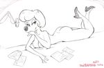  2012 breasts butt canine desk dog female greyscale inks mammal monochrome nude paper polly_purebred pose sean_blackthorne shoes sketch smile solo sweet_polly_purebred underdog 