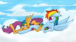  anthro anthrofied blue_fur breasts brown_fur cloud cutie_mark cutie_mark_crusaders duo equine female friendship_is_magic fur hair horse lesbian lying mammal multi-colored_hair munkari my_little_pony on_front pegasus pony purple_eyes purple_hair rainbow_dash rainbow_dash_(mlp) rainbow_hair scootaloo scootaloo_(mlp) sex side_boob wings young 