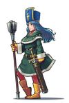  blue_hair blush club dragon_quest dragon_quest_iii gloves hat long_hair mace misonou_hirokichi mitre priest_(dq3) red_eyes sword weapon 