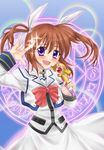  \m/ alternate_weapon bad_id bad_pixiv_id lyrical_nanoha macross macross_frontier magic_circle mahou_shoujo_lyrical_nanoha mahou_shoujo_lyrical_nanoha_a's parody raising_heart seikan_hikou solo tadokoro_teppei takamachi_nanoha weapon 