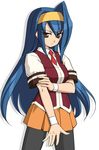  arcana_heart blue_hair hairband long_hair necktie pantyhose skirt tsuzura_saki 