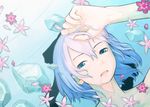  blue_hair cirno fingernails flower hands haruno ice older ribbon short_hair solo touhou water 