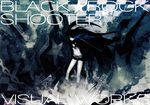  belt black_hair black_rock_shooter black_rock_shooter_(character) blue_eyes chain cross flat_chest huke long_hair midriff navel original shorts solo twintails 