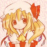  blonde_hair face flandre_scarlet futami_yayoi hat one_side_up red_eyes sad solo touhou upper_body v_arms wings 