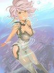  :o breasts cleavage copyright_request kichin_yarou large_breasts no_lineart pink_hair solo underwater 